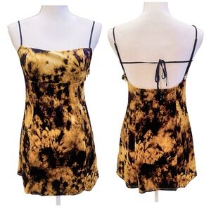 Urban Outfitters Gold and Purple Tie-Dye Velvet Mini Dress Medium